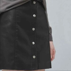 Mango buttoned leather skirt